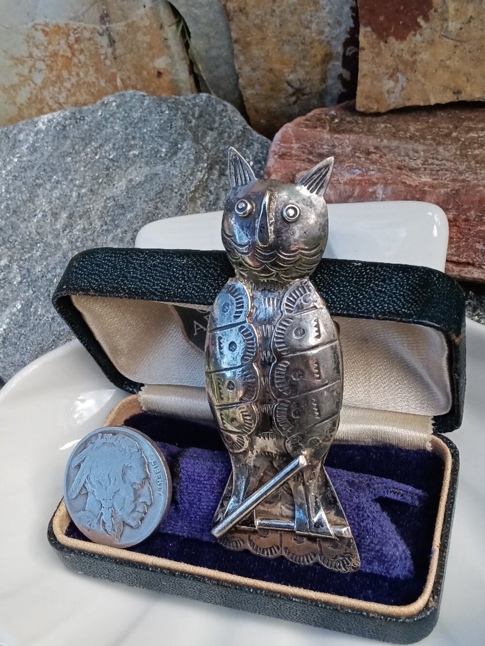Old Pawn Sterling Owl Brooch